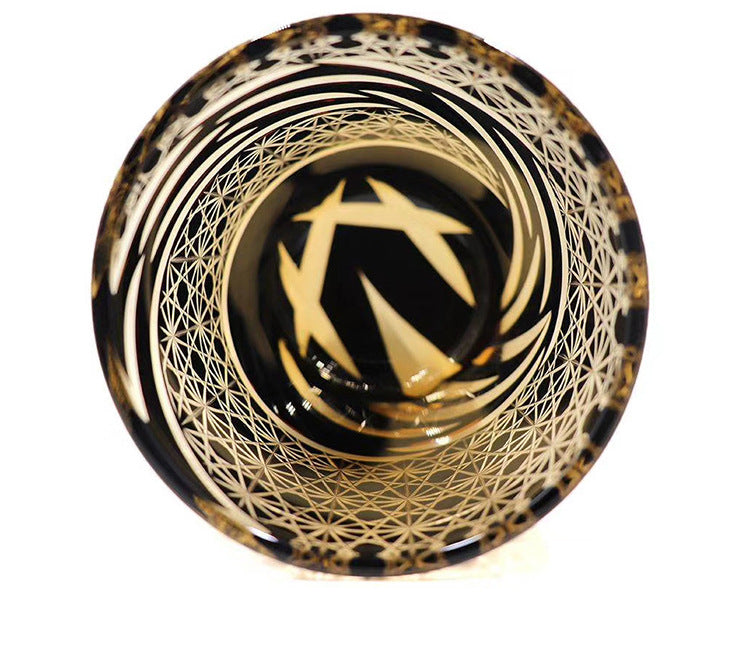 Hand Carved Edo Kiriko Japanese Sake Cup/Whiskey Glass