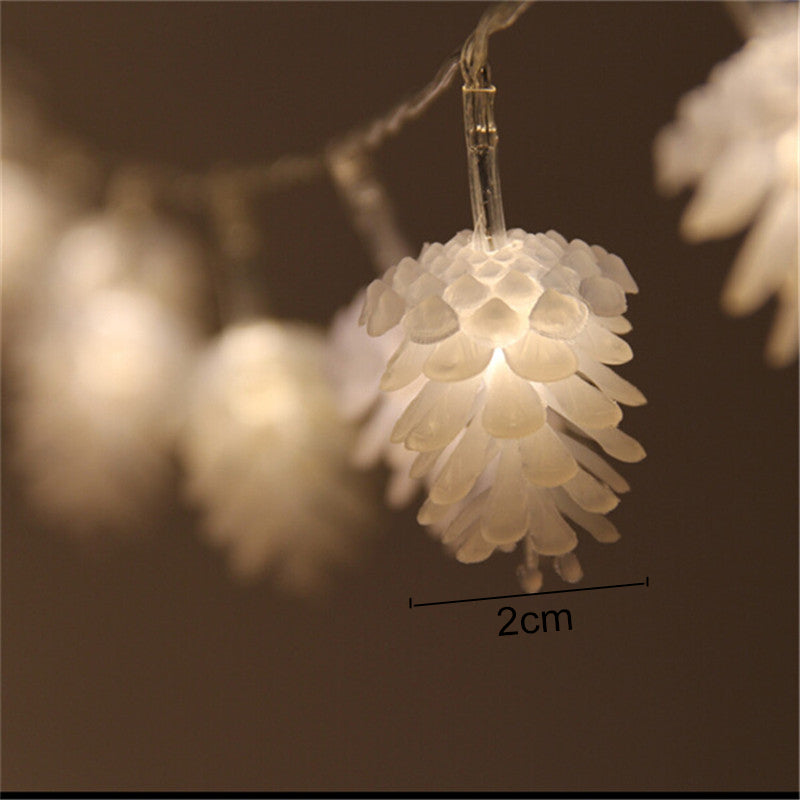 White Frost Pine Cone String Lights
