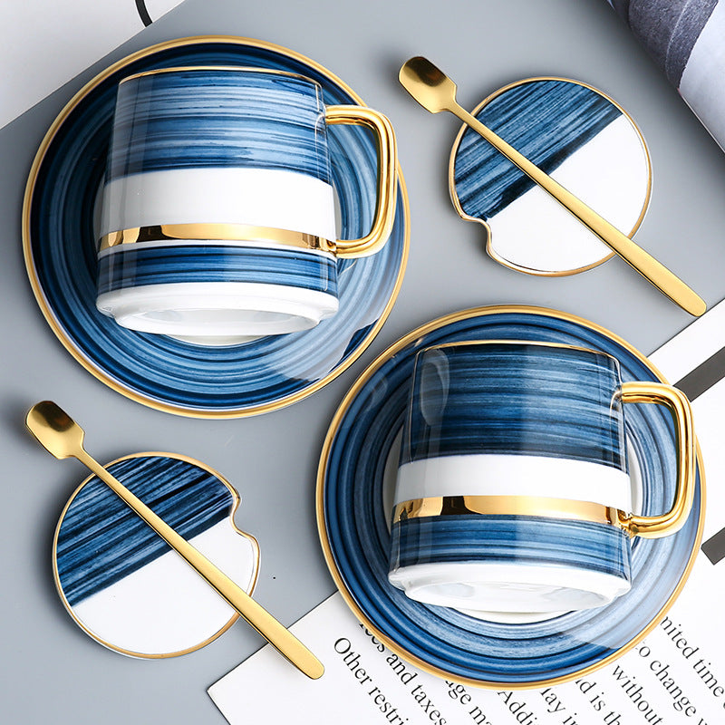 Blue and Gold Coffee Cup Set