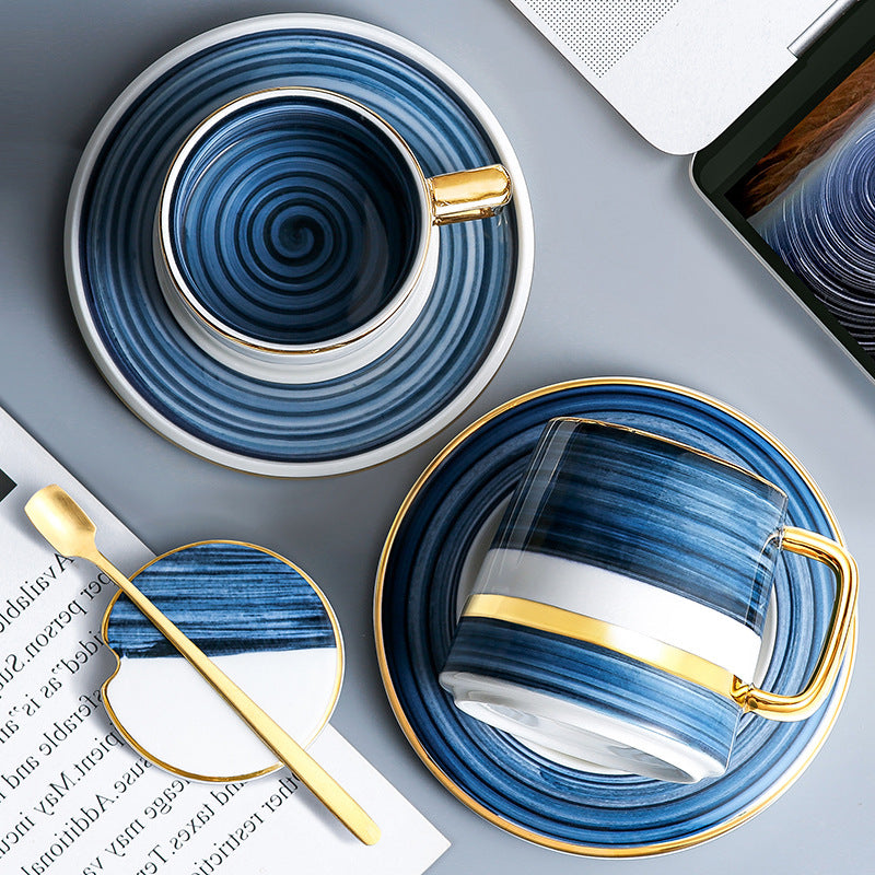 Blue and Gold Coffee Cup Set