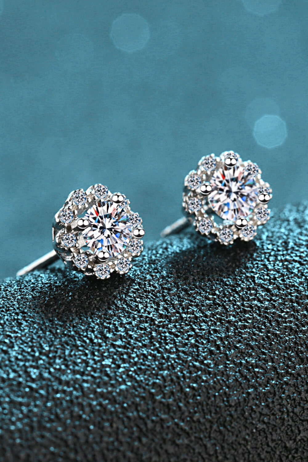 1 Carat Moissanite Floral Stud Earrings