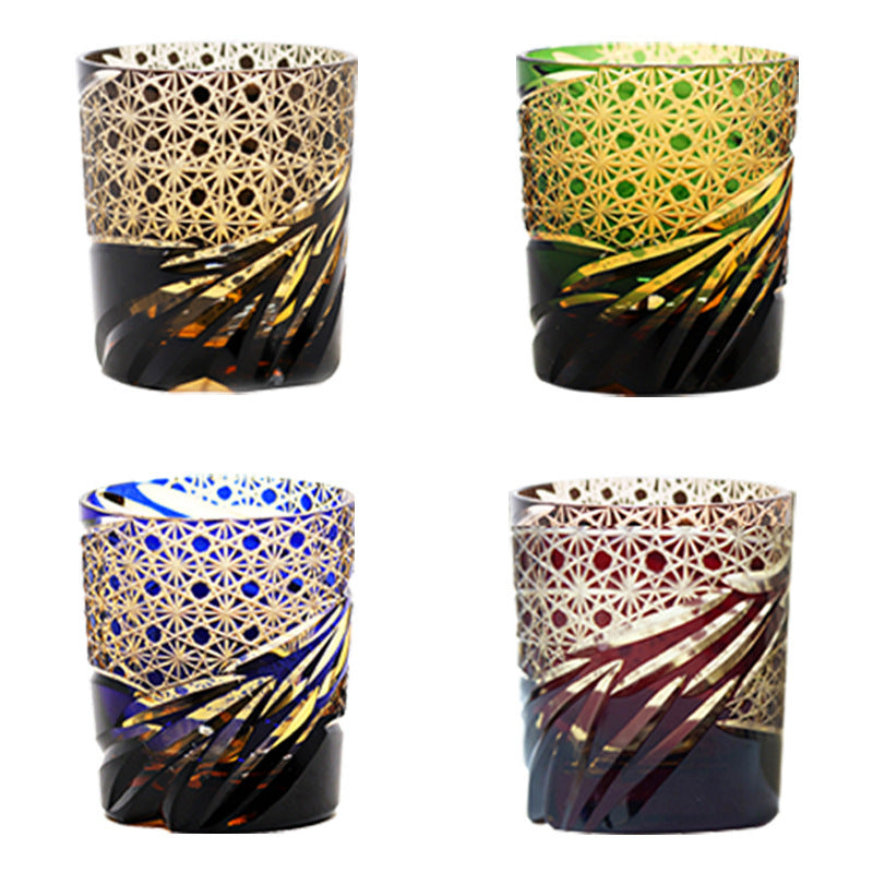 Hand Carved Edo Kiriko Japanese Sake Cup/Whiskey Glass