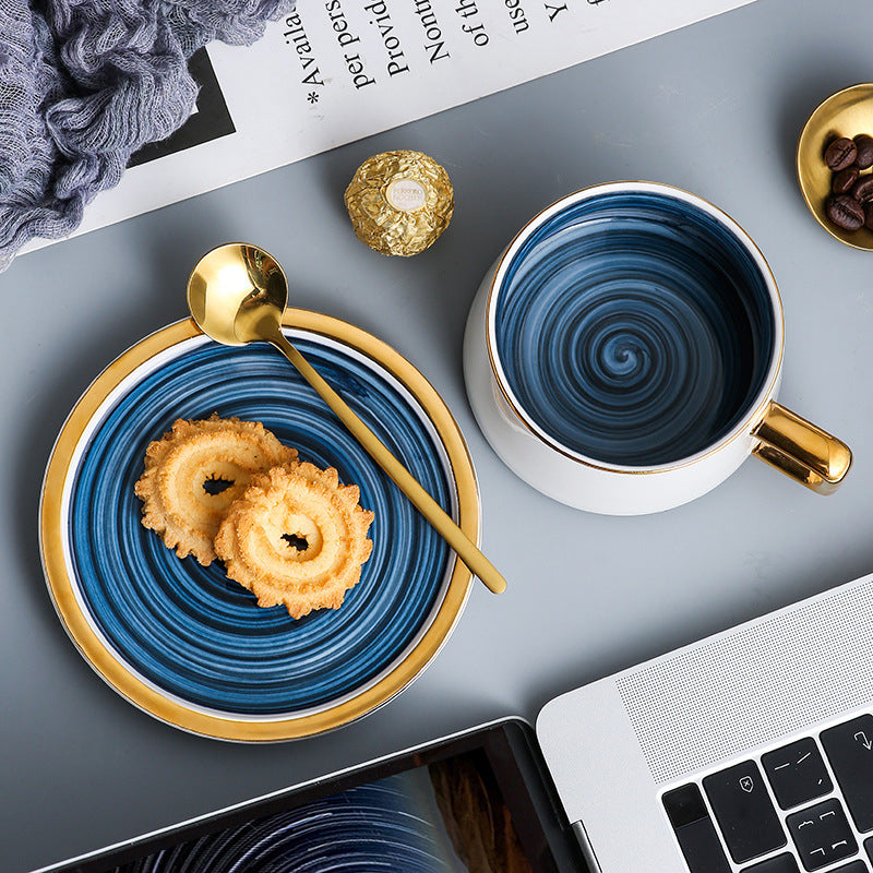 Blue and Gold Coffee Cup Set