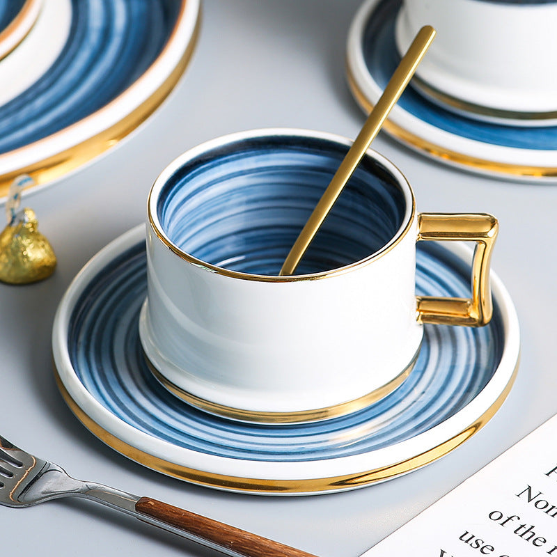 Blue and Gold Coffee Cup Set