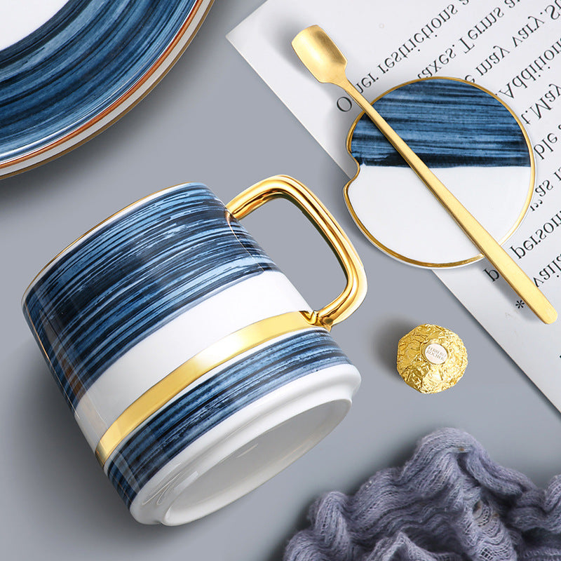 Blue and Gold Coffee Cup Set