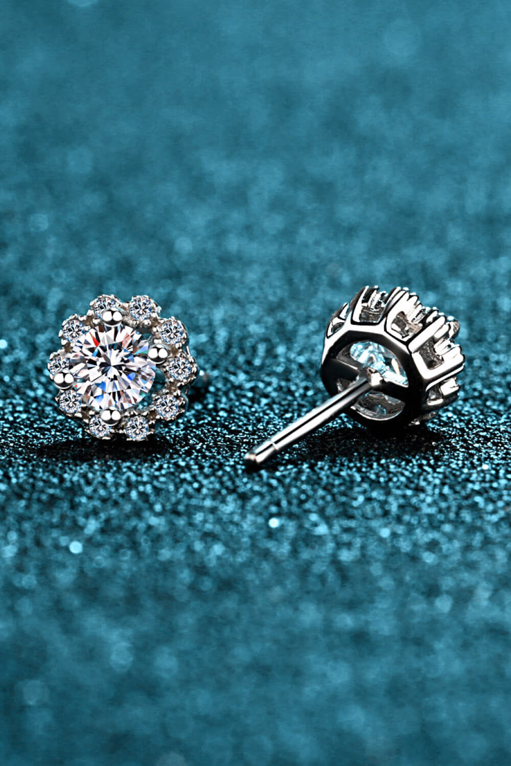 1 Carat Moissanite Floral Stud Earrings