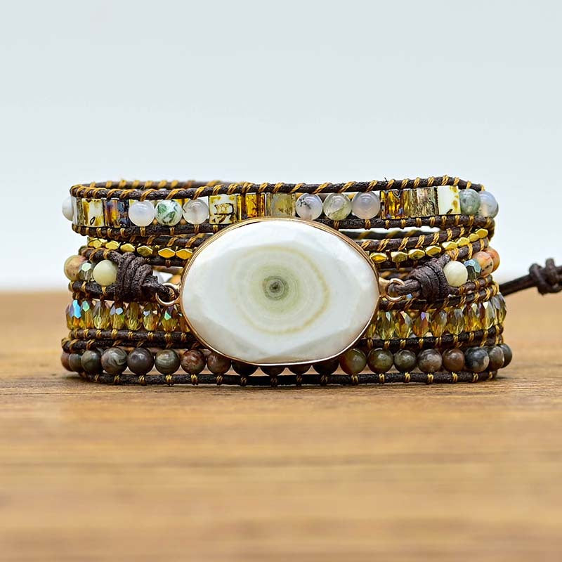 Bohemian Infused Crystal Chalcedony Bracelet