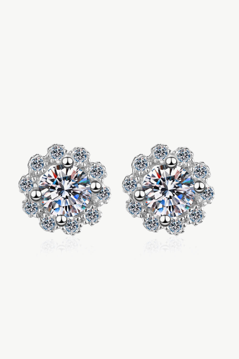 1 Carat Moissanite Floral Stud Earrings