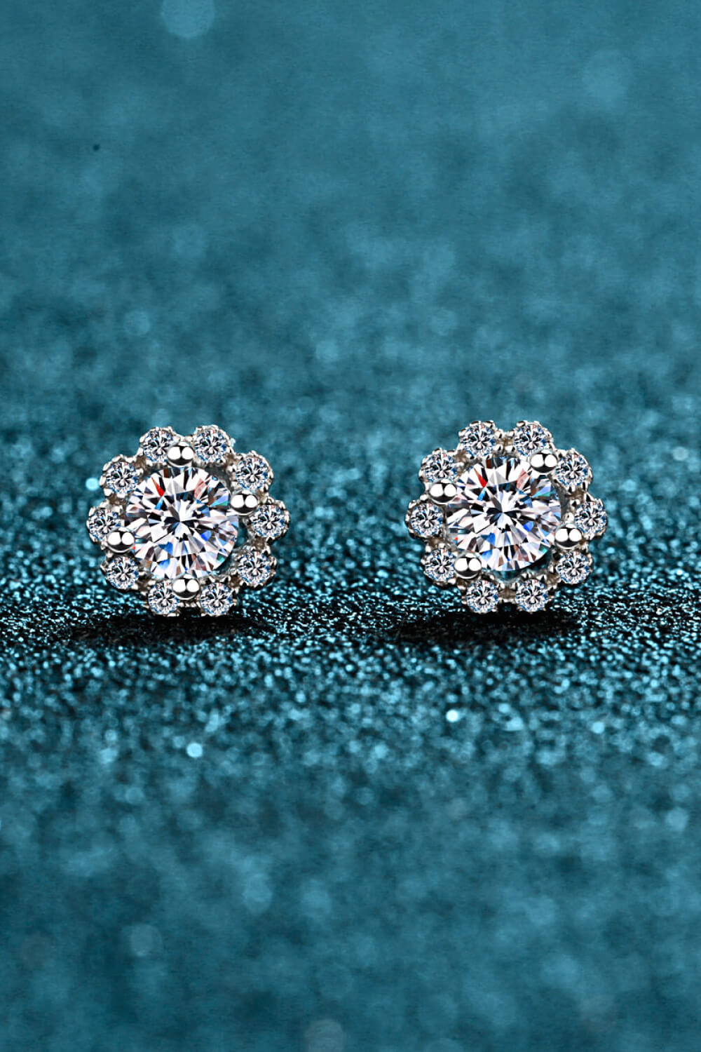 1 Carat Moissanite Floral Stud Earrings