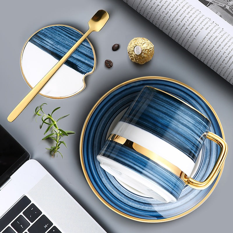 Blue and Gold Coffee Cup Set