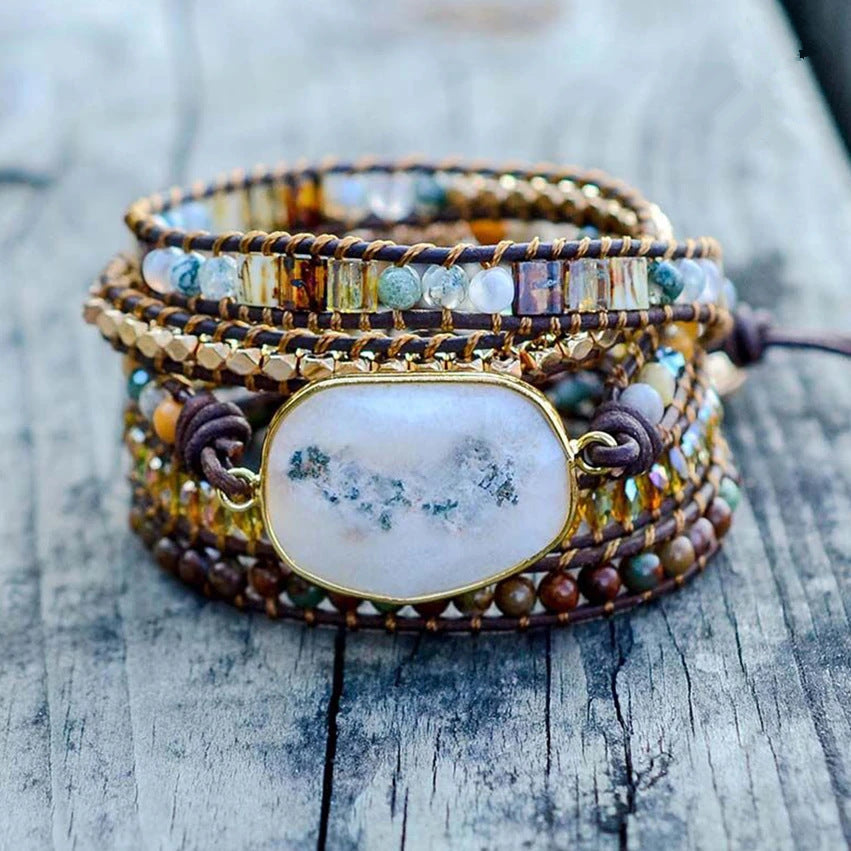 Bohemian Infused Crystal Chalcedony Bracelet