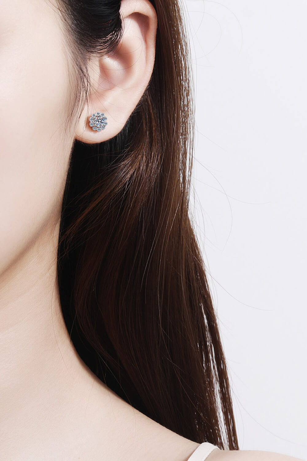 1 Carat Moissanite Floral Stud Earrings