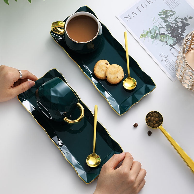 Peacock Green Geometric Coffee Cup Gift Set