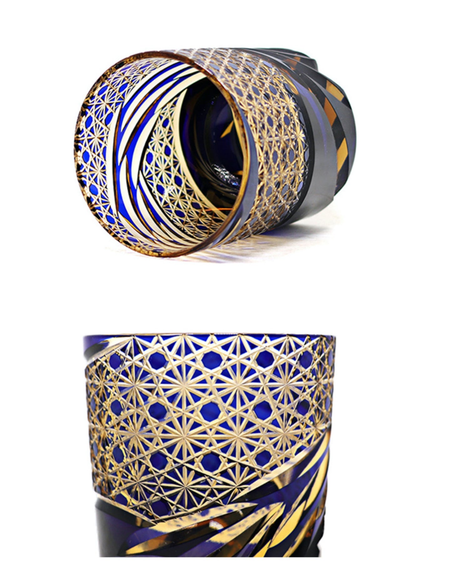 Hand Carved Edo Kiriko Japanese Sake Cup/Whiskey Glass