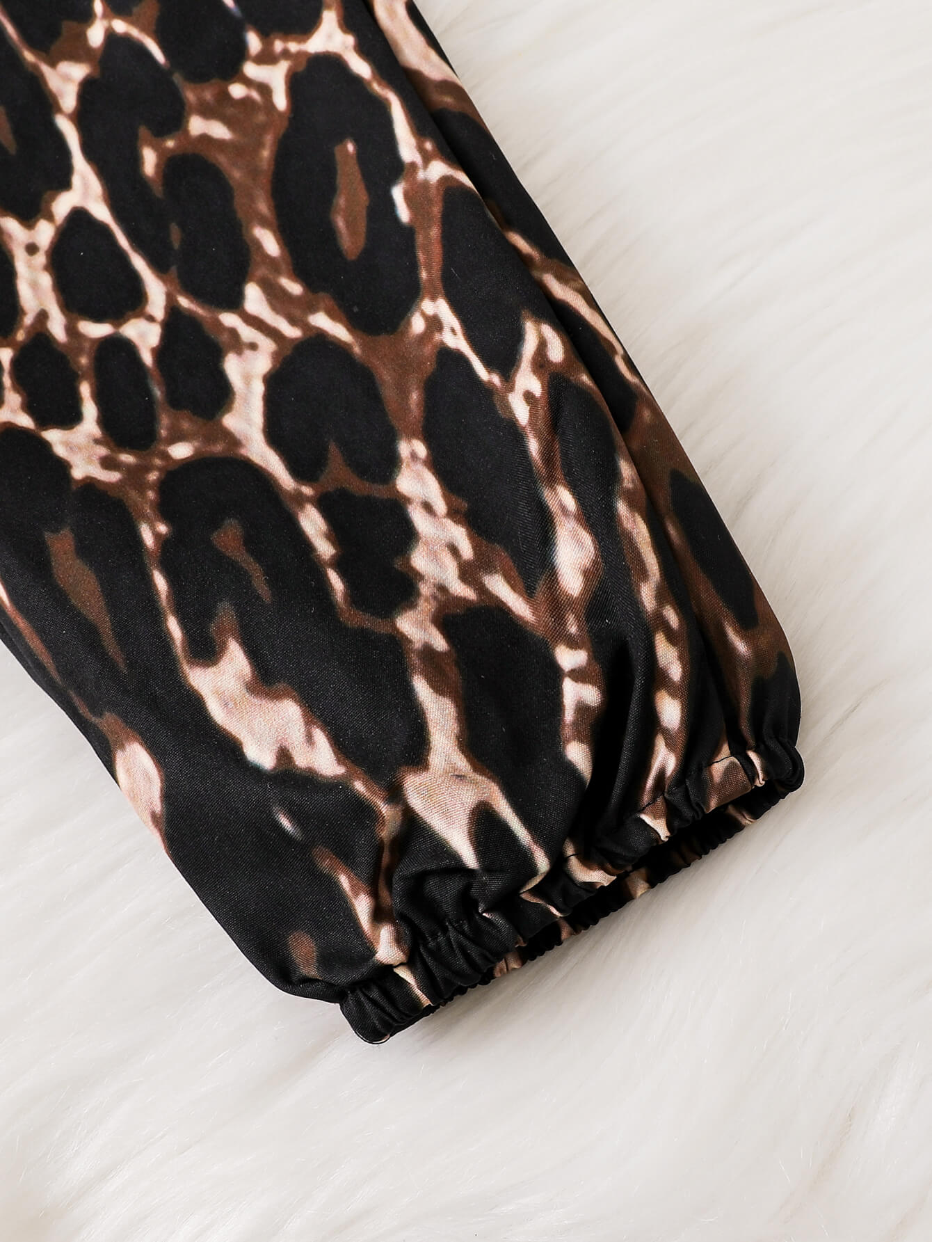Kids Faux Fur Trim Rib-Knit Top and Printed Joggers Set
