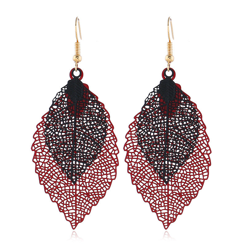 Vintage Double Leaf Fringe Earrings