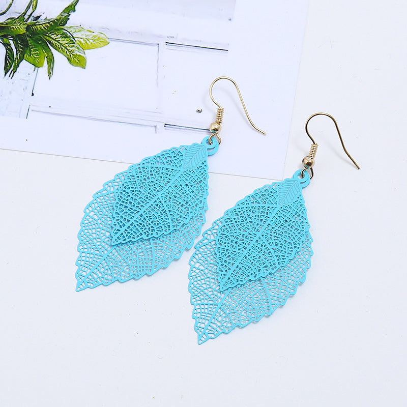 Vintage Double Leaf Fringe Earrings