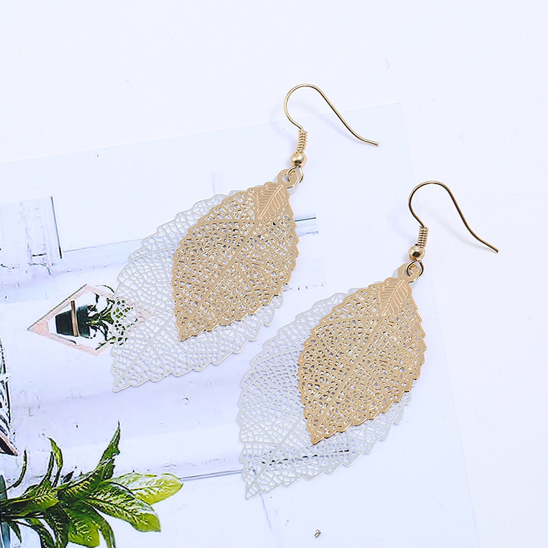 Vintage Double Leaf Fringe Earrings